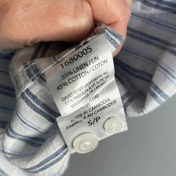 WEATHERPROOF NWT Washable Linen Blue Stripe Button Down Shirt Preppy Size S - Picture 10 of 13
